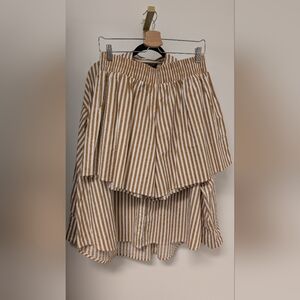Brunette The Label Brown and White Stripes Button Up And Short Set